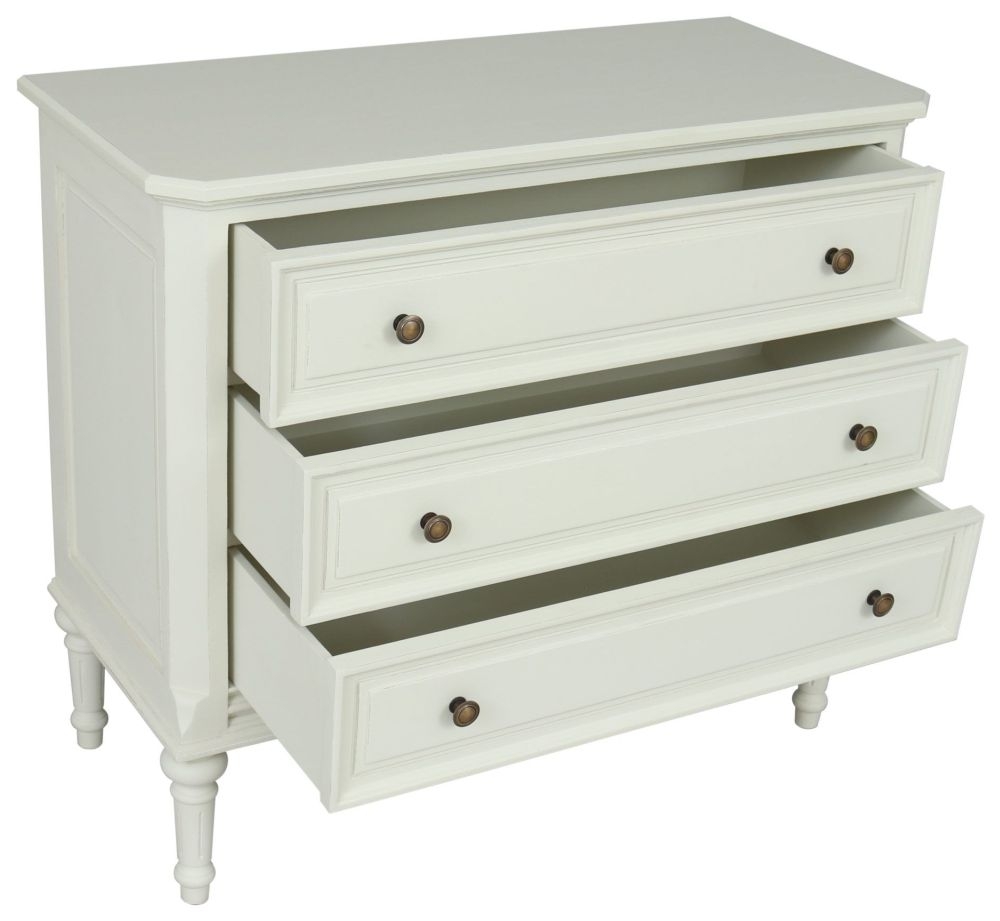 Product photograph of Rosburg French Lime White 3 Drawer Chest from Choice Furniture Superstore.