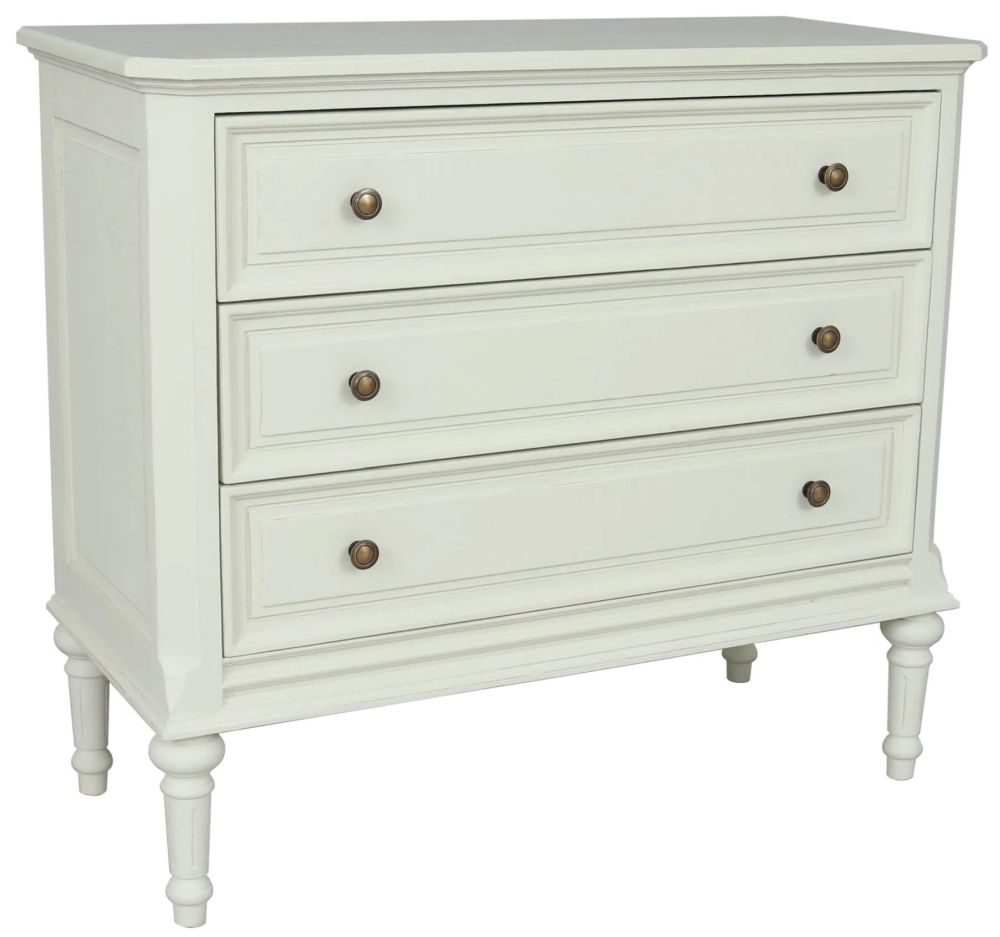 Product photograph of Rosburg French Lime White 3 Drawer Chest from Choice Furniture Superstore.