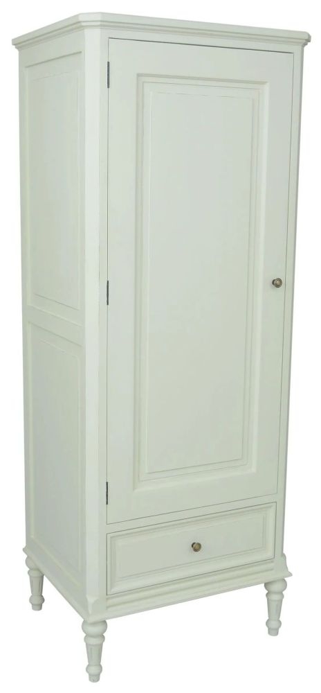 Product photograph of Vanessa French Lime White 1 Door 1 Drawer Wardrobe from Choice Furniture Superstore.