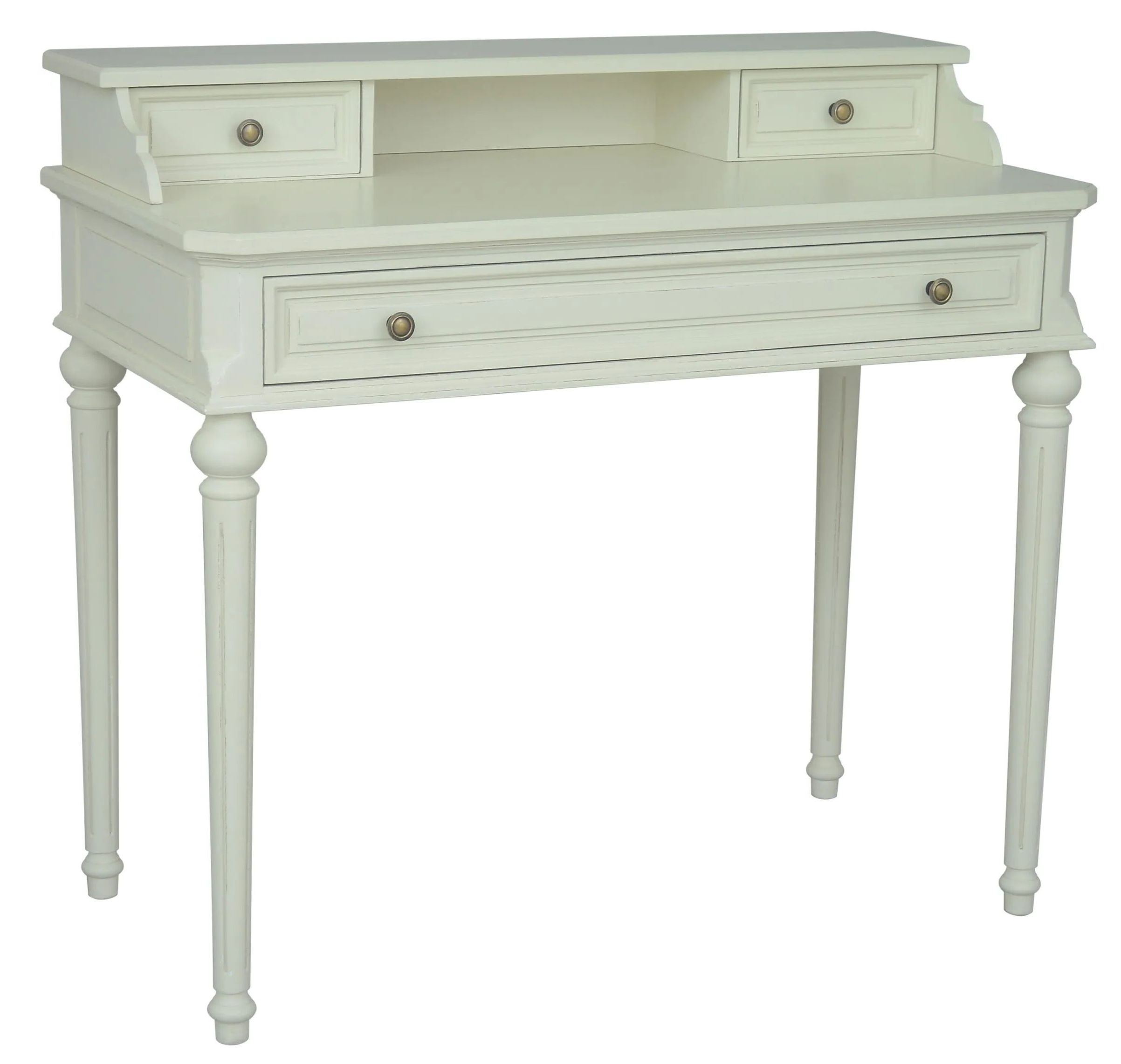 Product photograph of Rosburg French Lime White 3 Drawer Writing Desk from Choice Furniture Superstore.