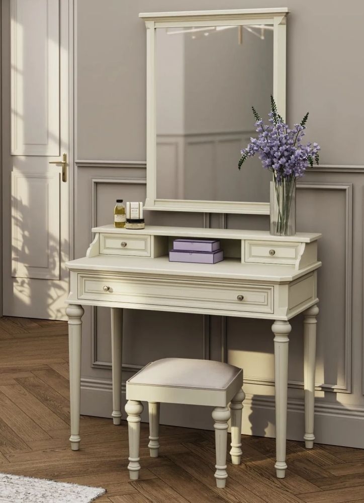 Product photograph of Rosburg French Lime White 3 Drawer Writing Desk from Choice Furniture Superstore.