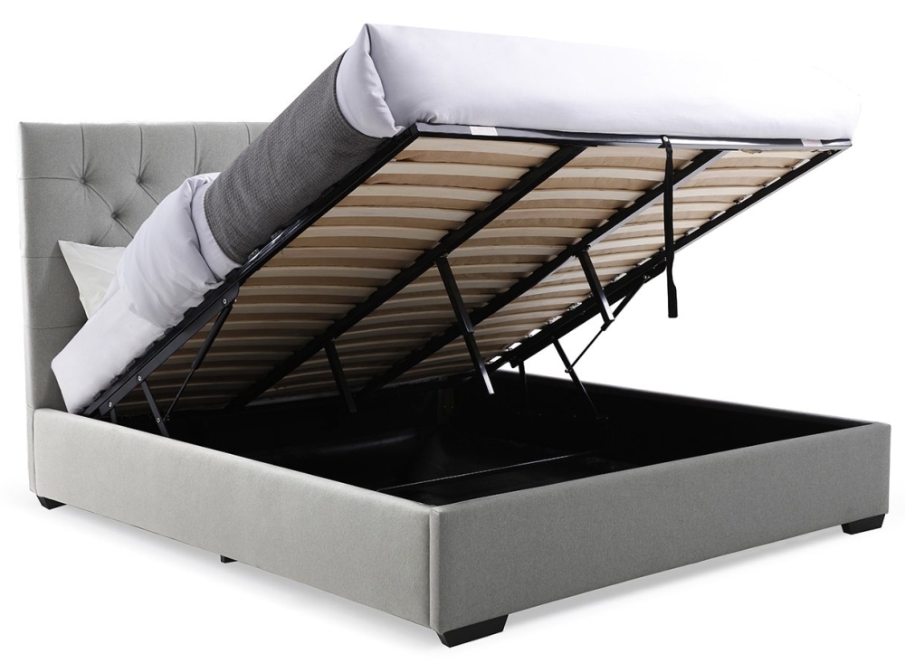 Product photograph of Kyoto Elisa Grey Upholstered Ottoman Storage Bed from Choice Furniture Superstore.