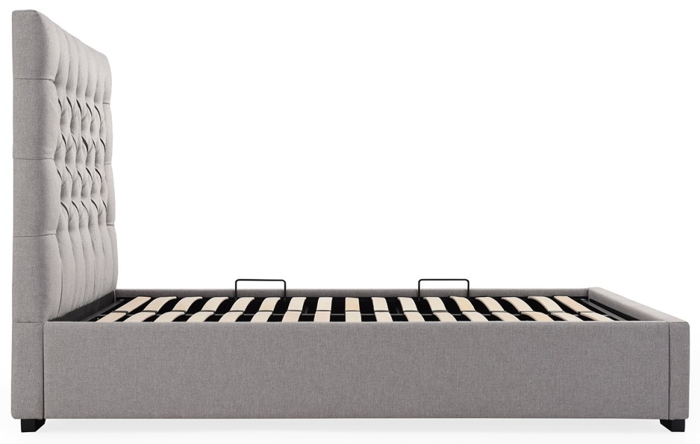 Product photograph of Kyoto Elisa Grey Upholstered Ottoman Storage Bed from Choice Furniture Superstore.