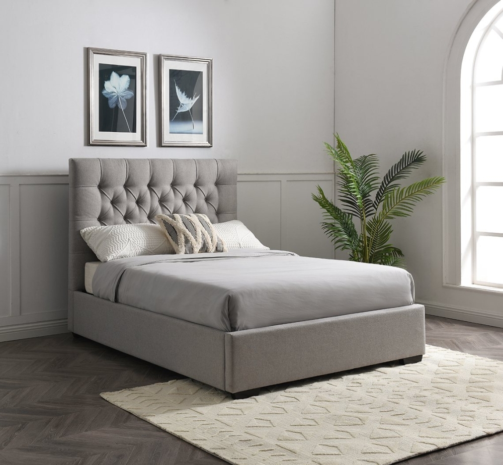 Elisa Grey Fabric 6ft King Size Ottoman Storage Bed