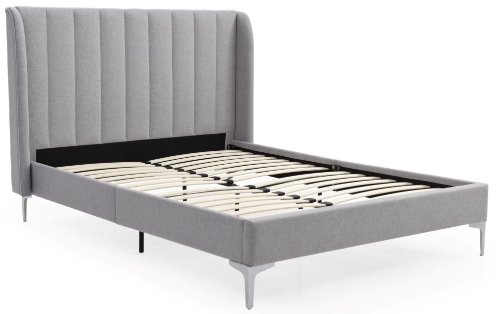 Product photograph of Kyoto Avery Grey Velvet Upholstery Bed from Choice Furniture Superstore.