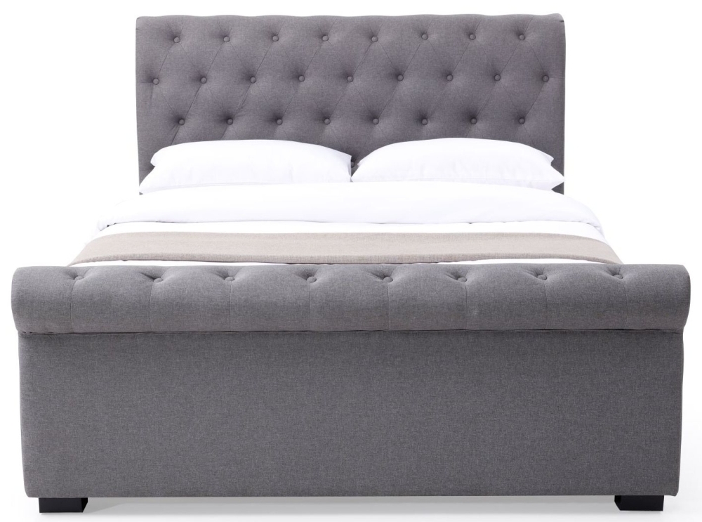 Product photograph of Lucille Grey Scroll Bed from Choice Furniture Superstore.