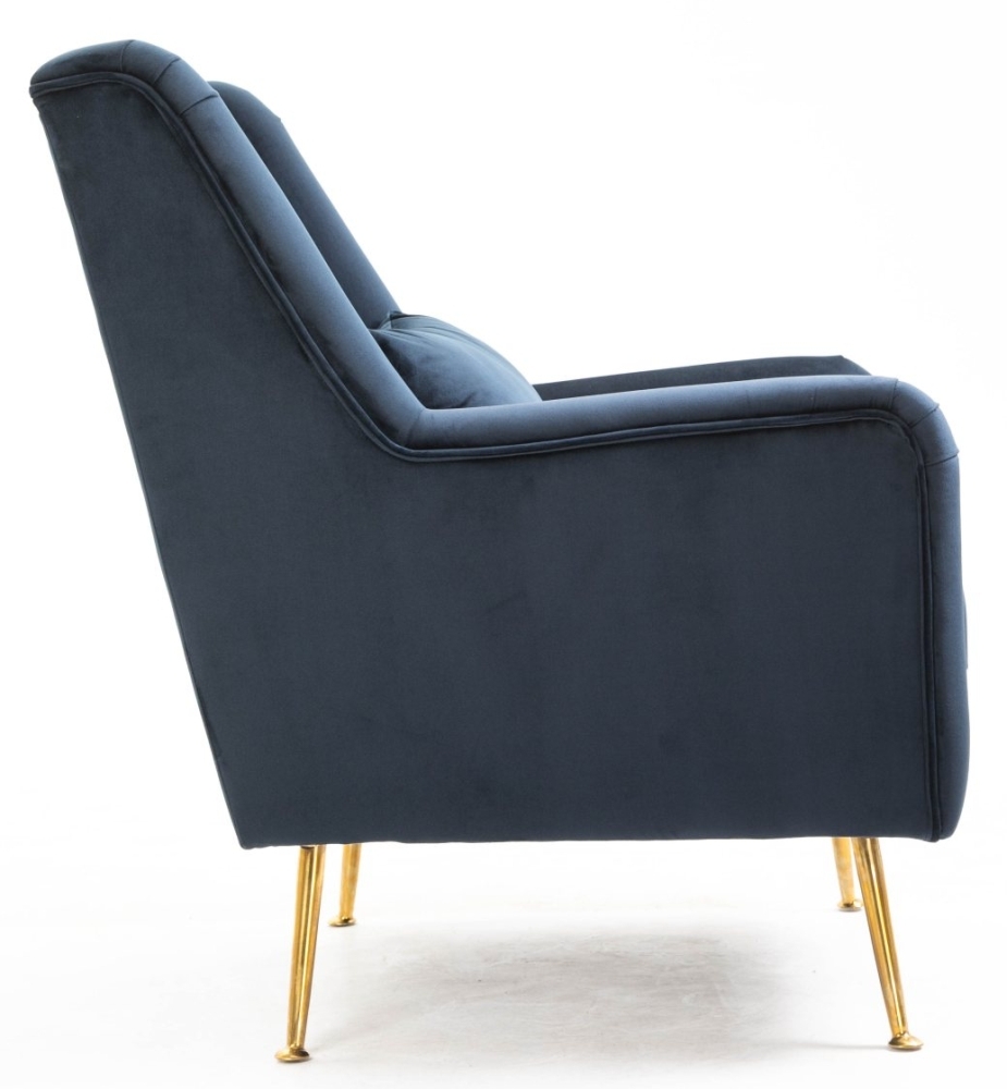 Product photograph of Modern Ink Blue Velvet Fabric Armchair from Choice Furniture Superstore.