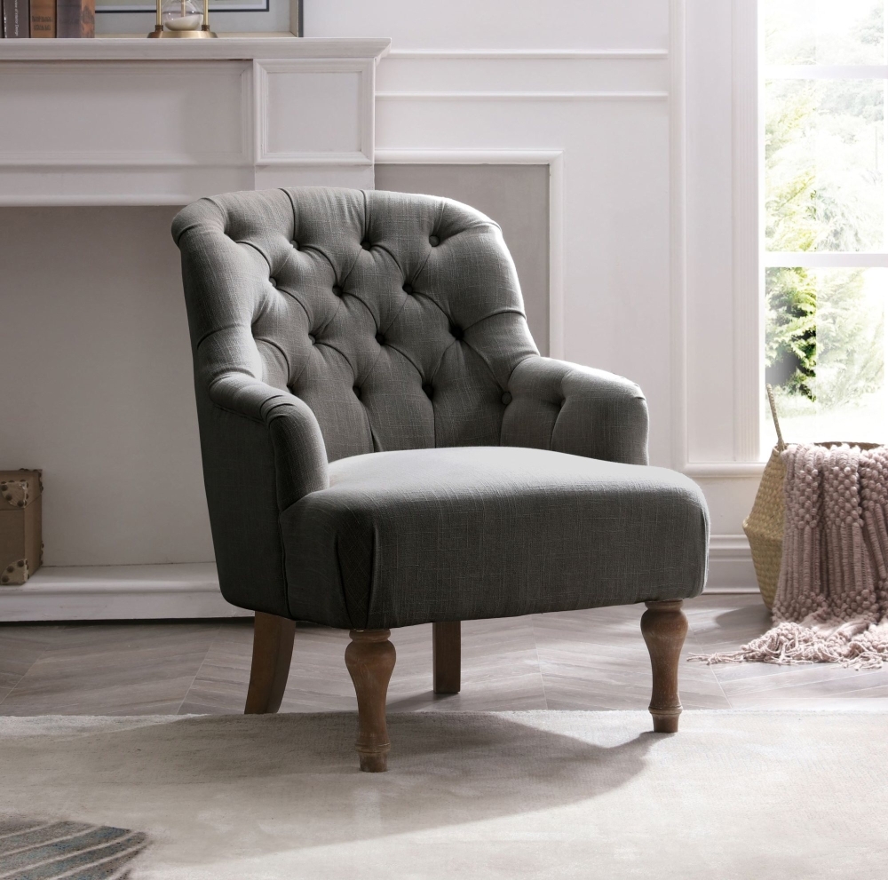 Product photograph of Bianca Antheia Charcoal Linen Fabric Armchair from Choice Furniture Superstore.