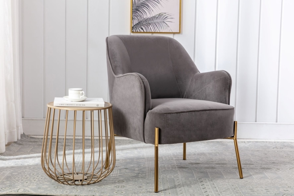 Product photograph of Mia Eris Steel Velvet Fabric Accent Chair from Choice Furniture Superstore.