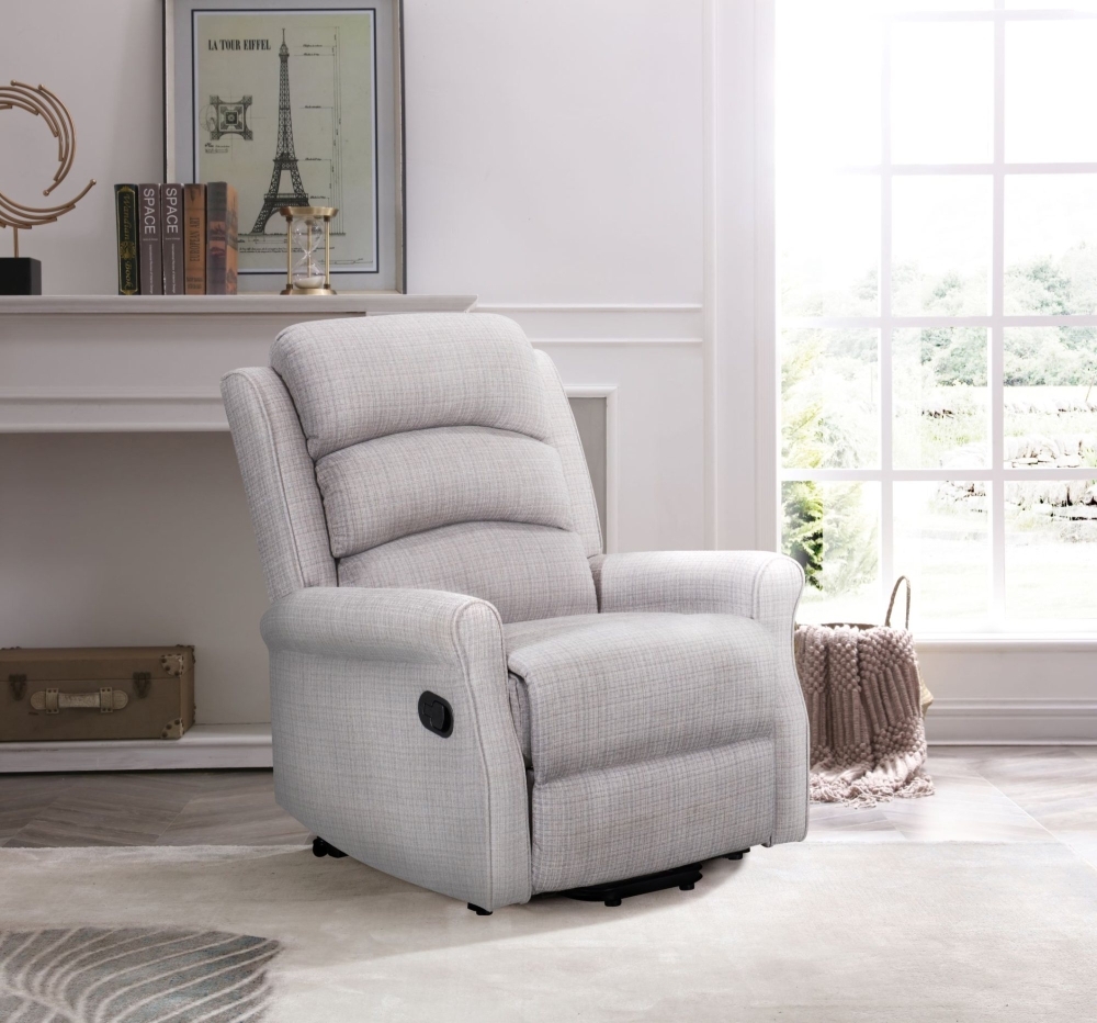 Product photograph of Baxter Hebe Natural Textured Chenille Manual Recliner Chair from Choice Furniture Superstore.