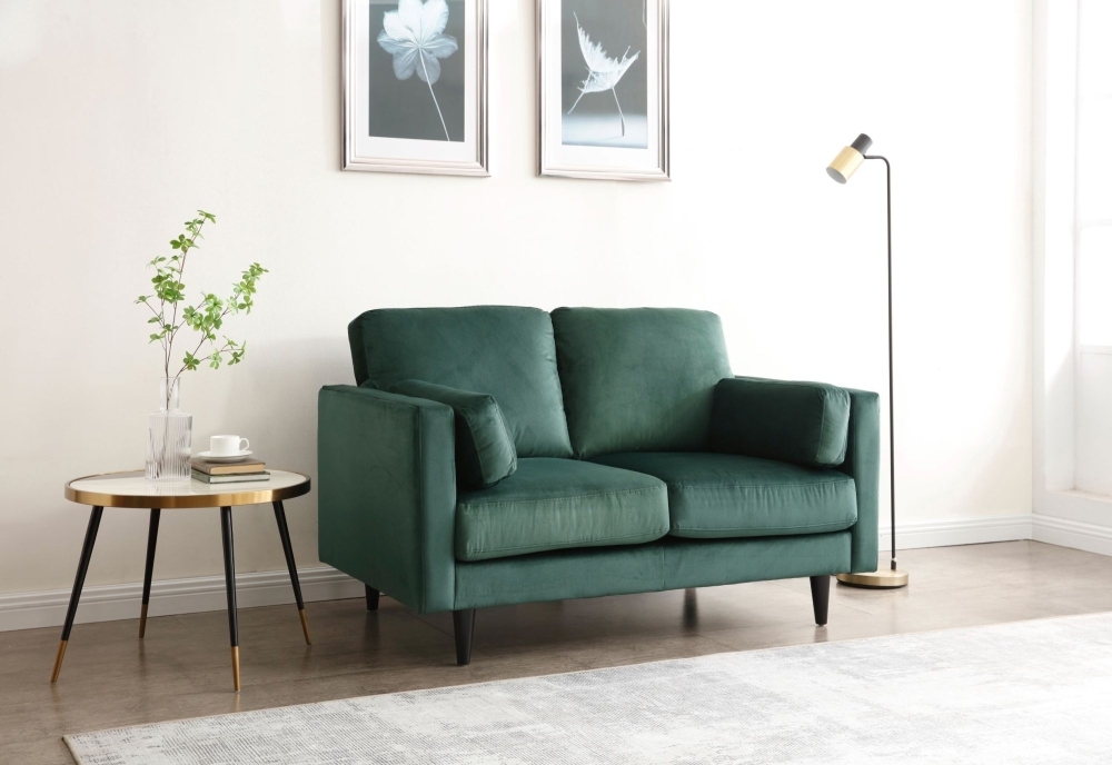 Product photograph of Bertie Bottle Green Velvet 2 Seater Sofa from Choice Furniture Superstore.