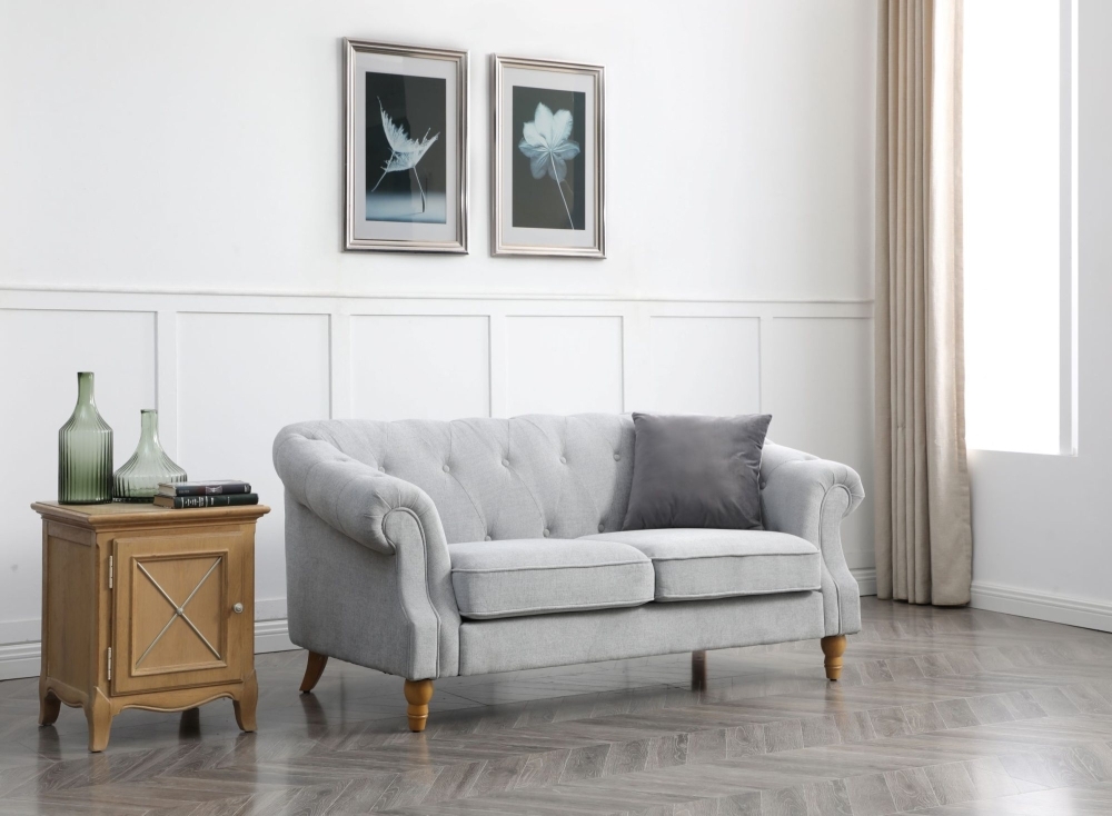 Product photograph of Kyoto Celeste 3 Seater Chesterfield Sofa- Comes In Grey And Ink Velvet from Choice Furniture Superstore.