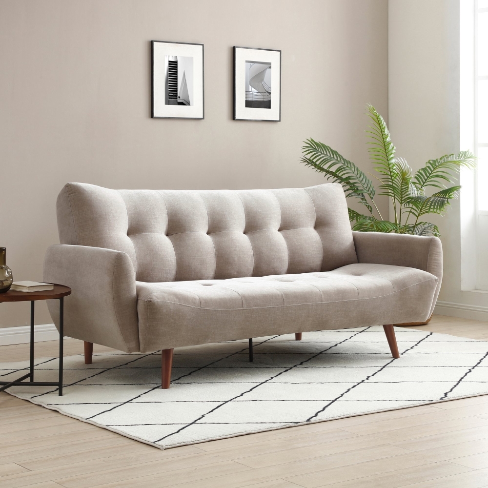 Product photograph of Alex Eryx Natural Chenille Fabric 3 Seater Sofa Bed from Choice Furniture Superstore.