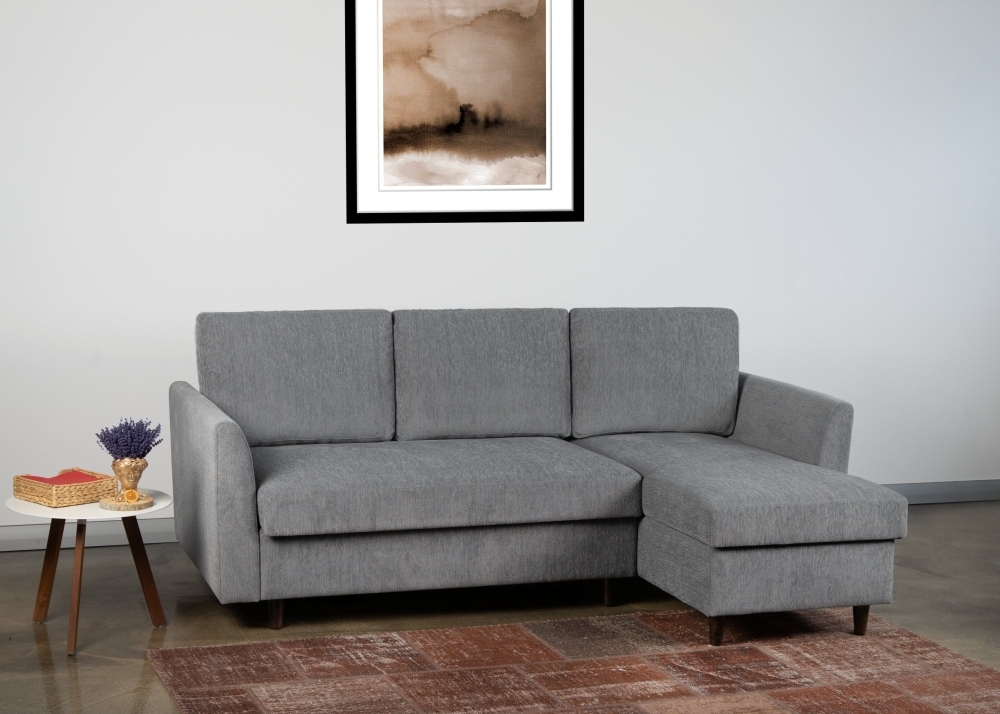 Product photograph of Brixham Metis Grey Weave Fabric Corner Sofa Bed from Choice Furniture Superstore.