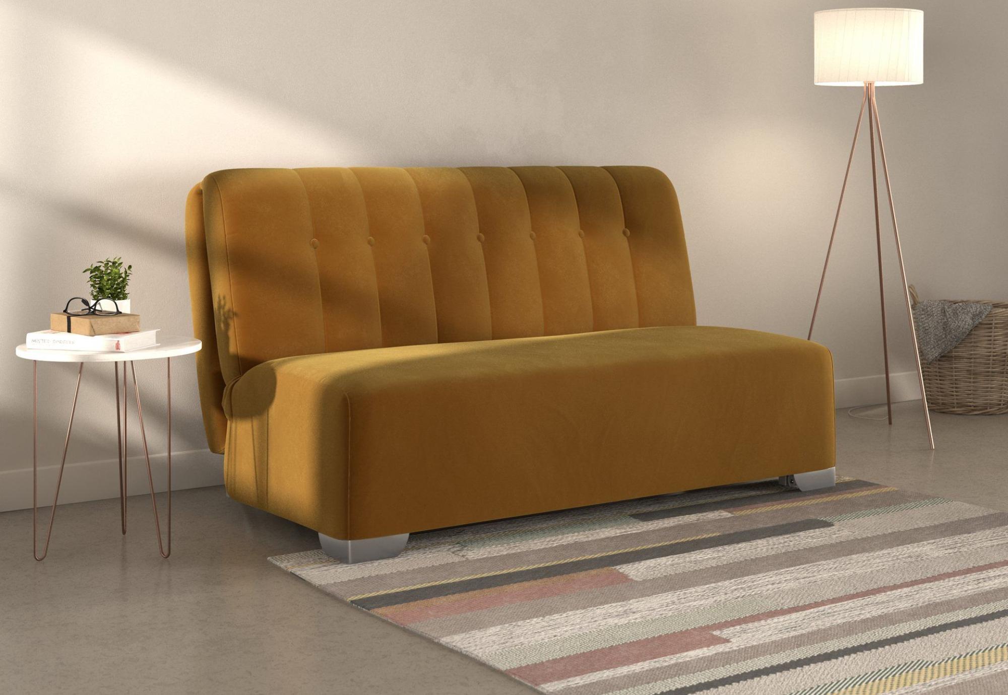 Product photograph of Jude Yellow Sunningdale Saffron 2 Seater Fabric Pull Out Sofa Bed from Choice Furniture Superstore.