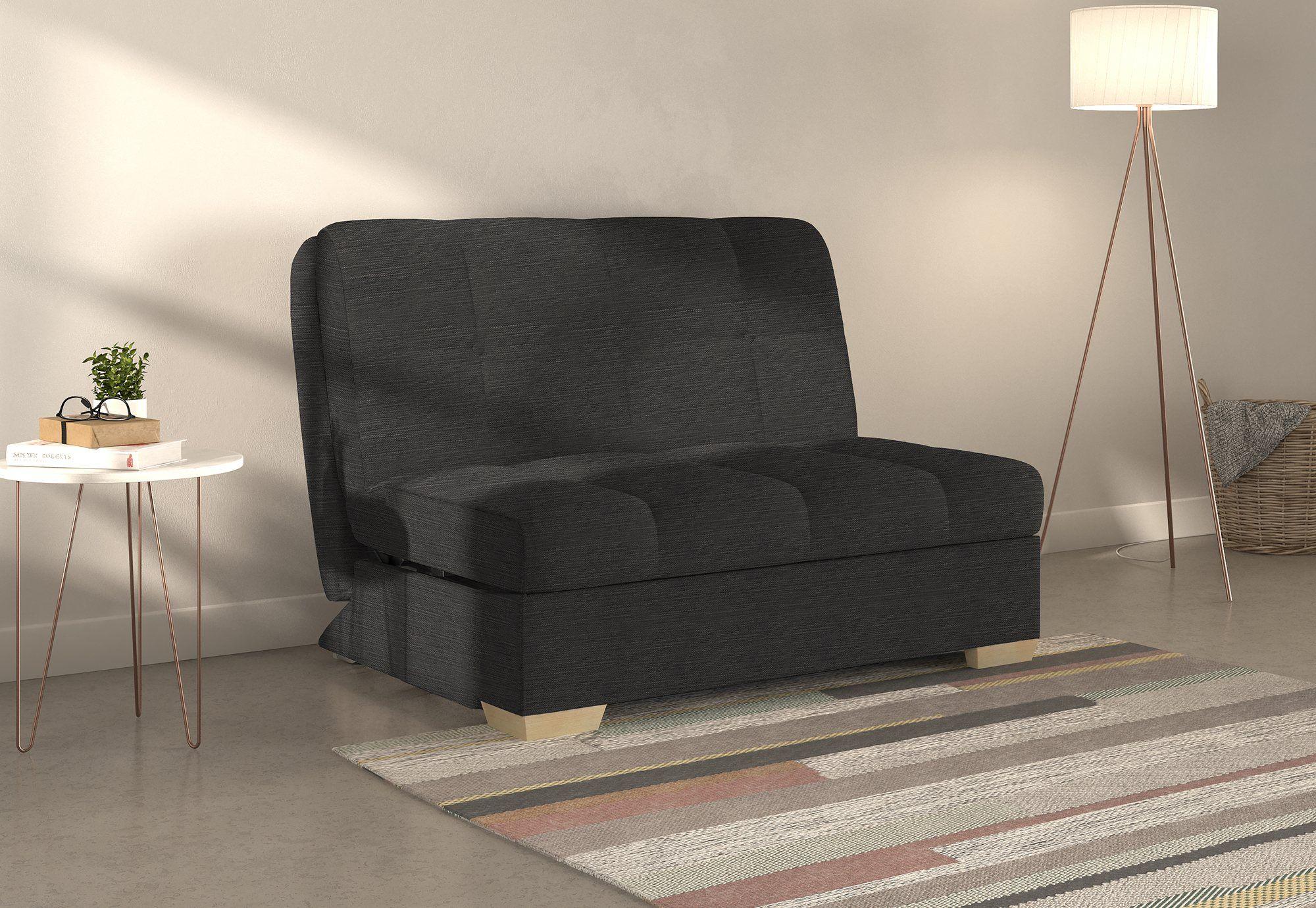 Product photograph of Portman Charcoal Dalton 2 Seater Fabric Pull Out Sofa Bed from Choice Furniture Superstore.