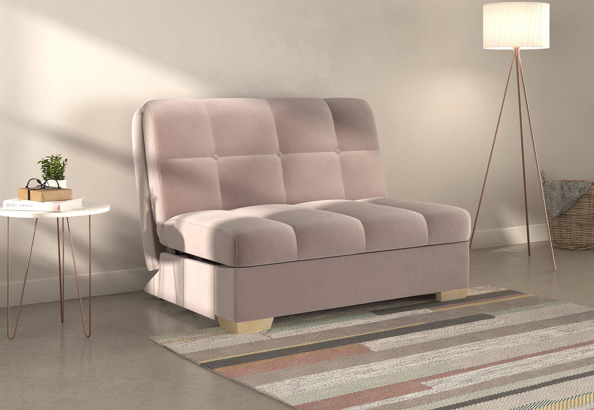 Product photograph of Portman Pink Sunningdale Heather 2 Seater Fabric Pull Out Sofa Bed from Choice Furniture Superstore.