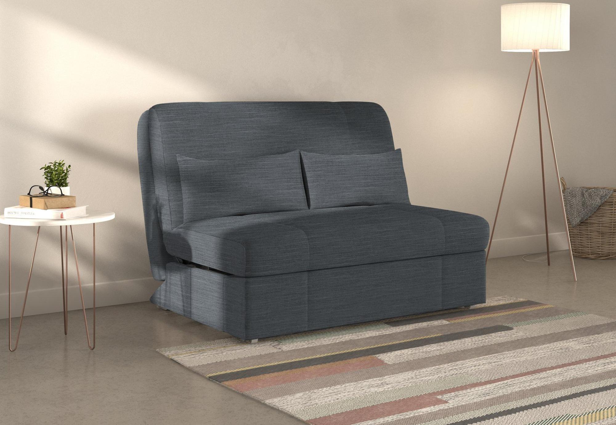 Product photograph of Redford Blue Dalton Stone 2 Seater Fabric Pull Out Sofa Bed from Choice Furniture Superstore.