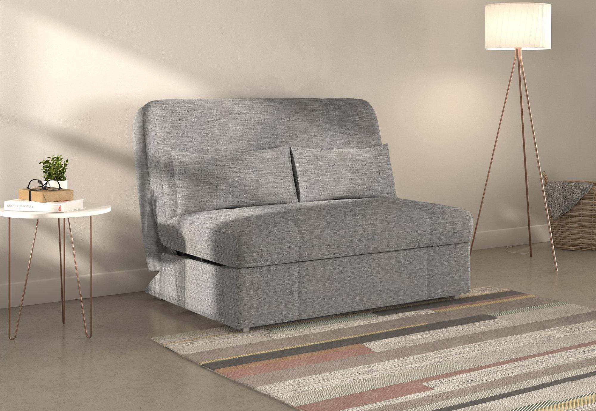 Product photograph of Redford Grey Dalton Steel 2 Seater Fabric Pull Out Sofa Bed from Choice Furniture Superstore.