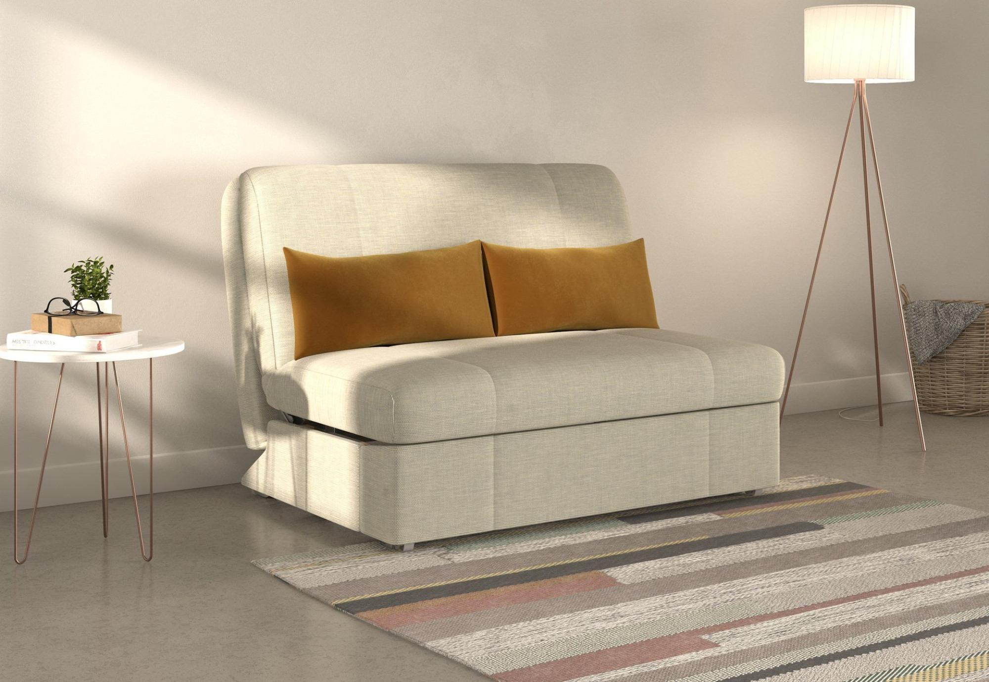 Product photograph of Redford Cream Piero Spring 2 Seater Fabric Pull Out Sofa Bed from Choice Furniture Superstore.