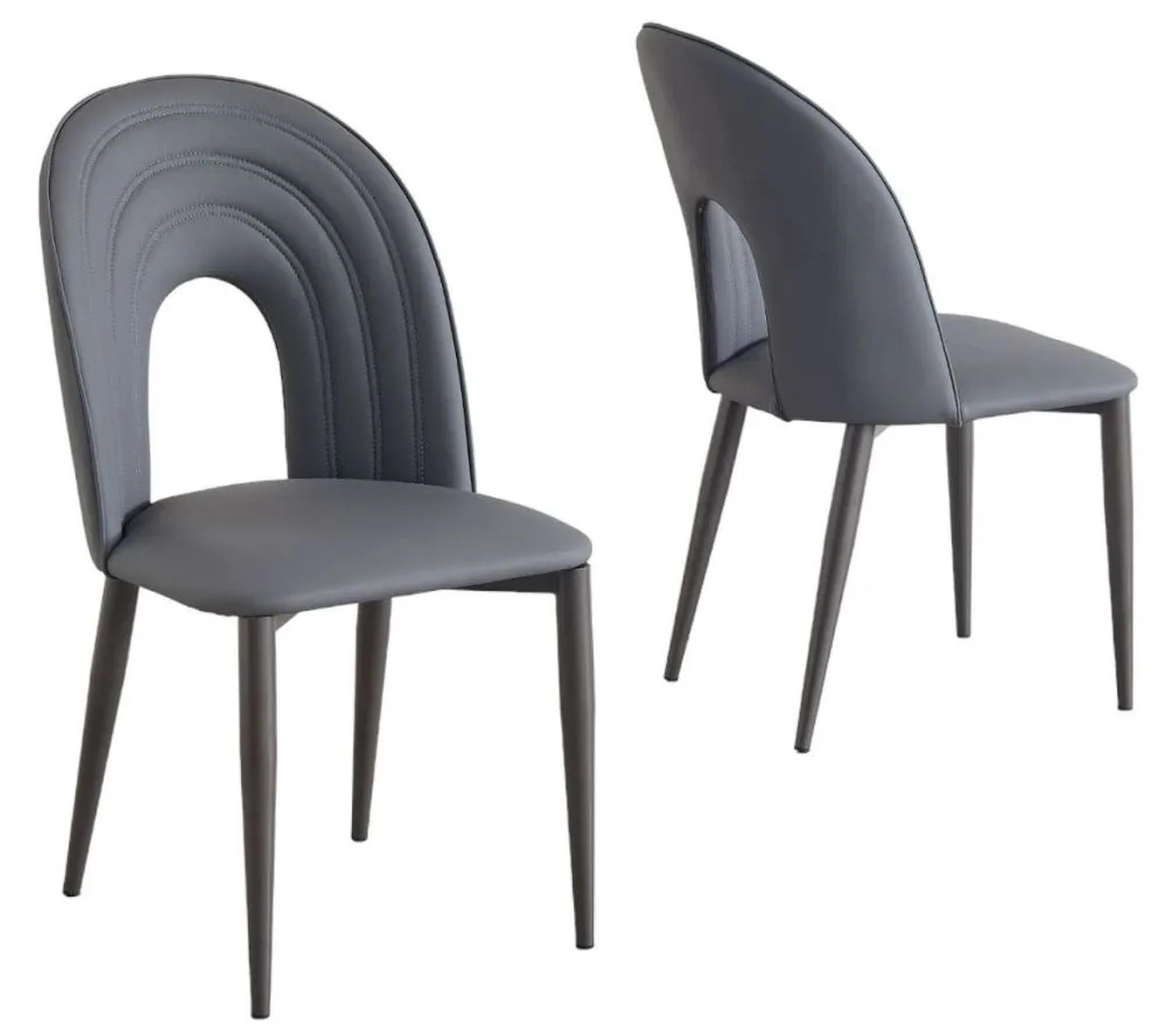 Product photograph of Echo Dark Grey Leather Dining Chair With Black Legs from Choice Furniture Superstore.