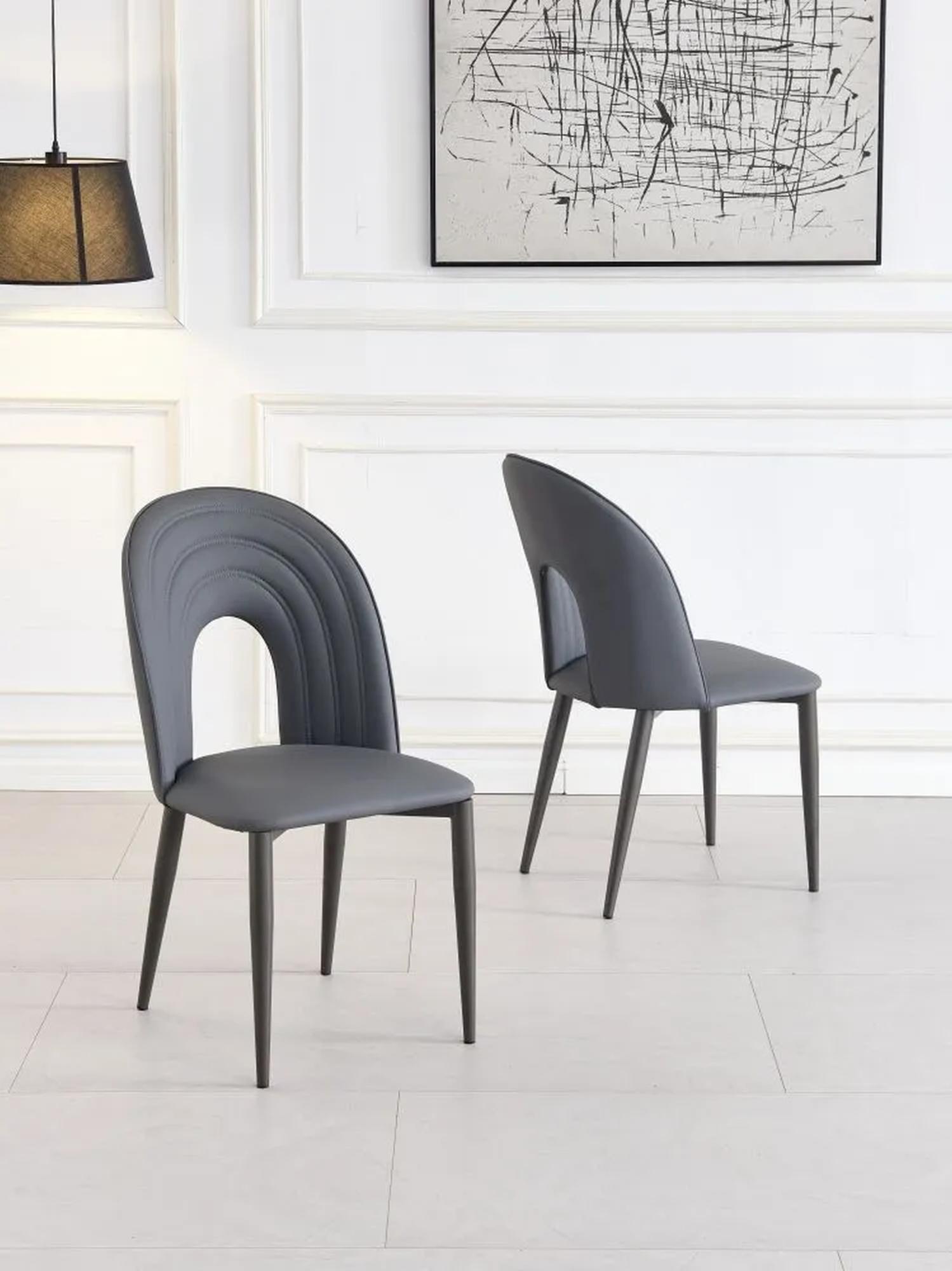 Product photograph of Echo Dark Grey Leather Dining Chair With Black Legs from Choice Furniture Superstore.