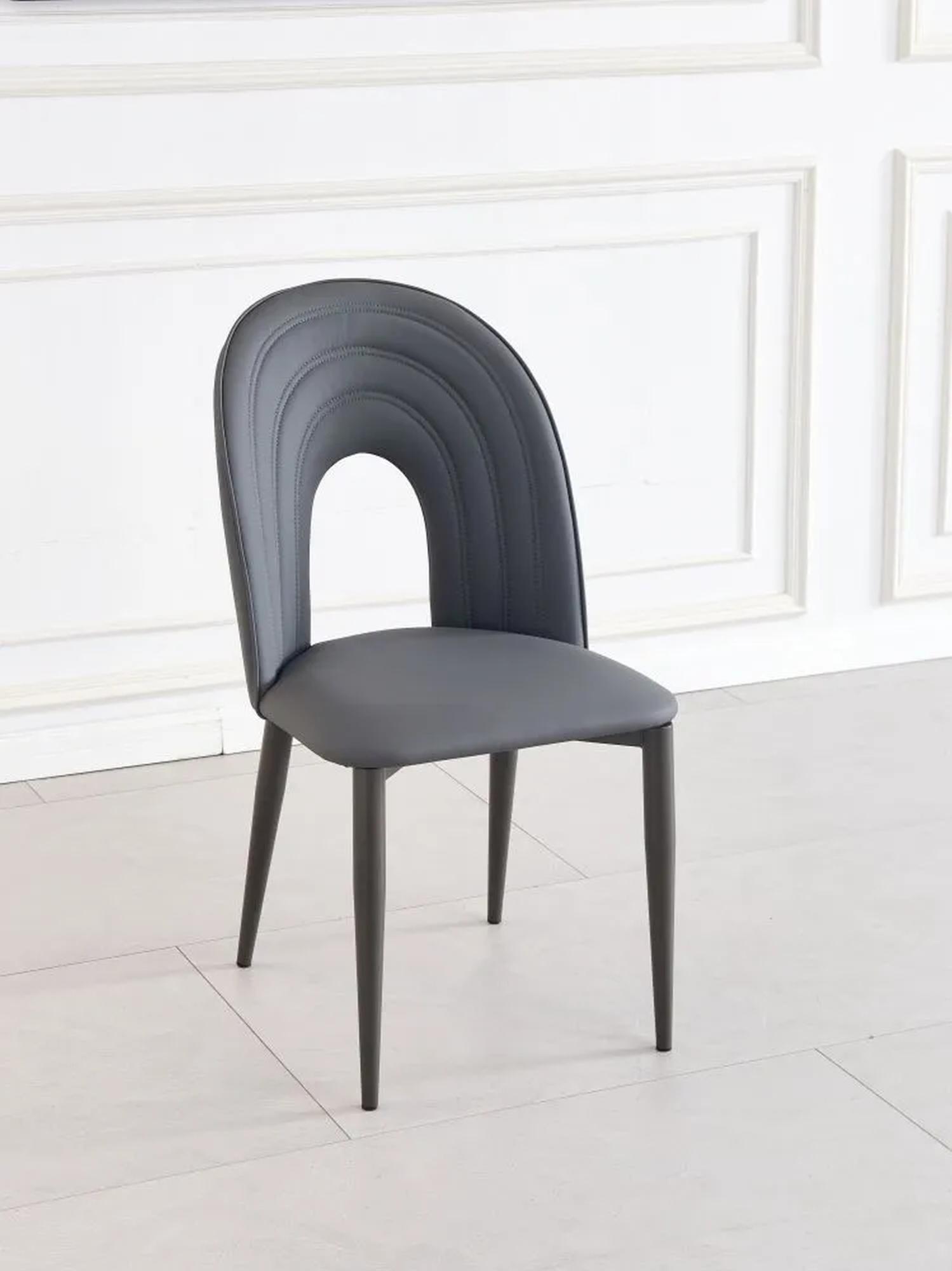 Product photograph of Echo Dark Grey Leather Dining Chair With Black Legs from Choice Furniture Superstore.