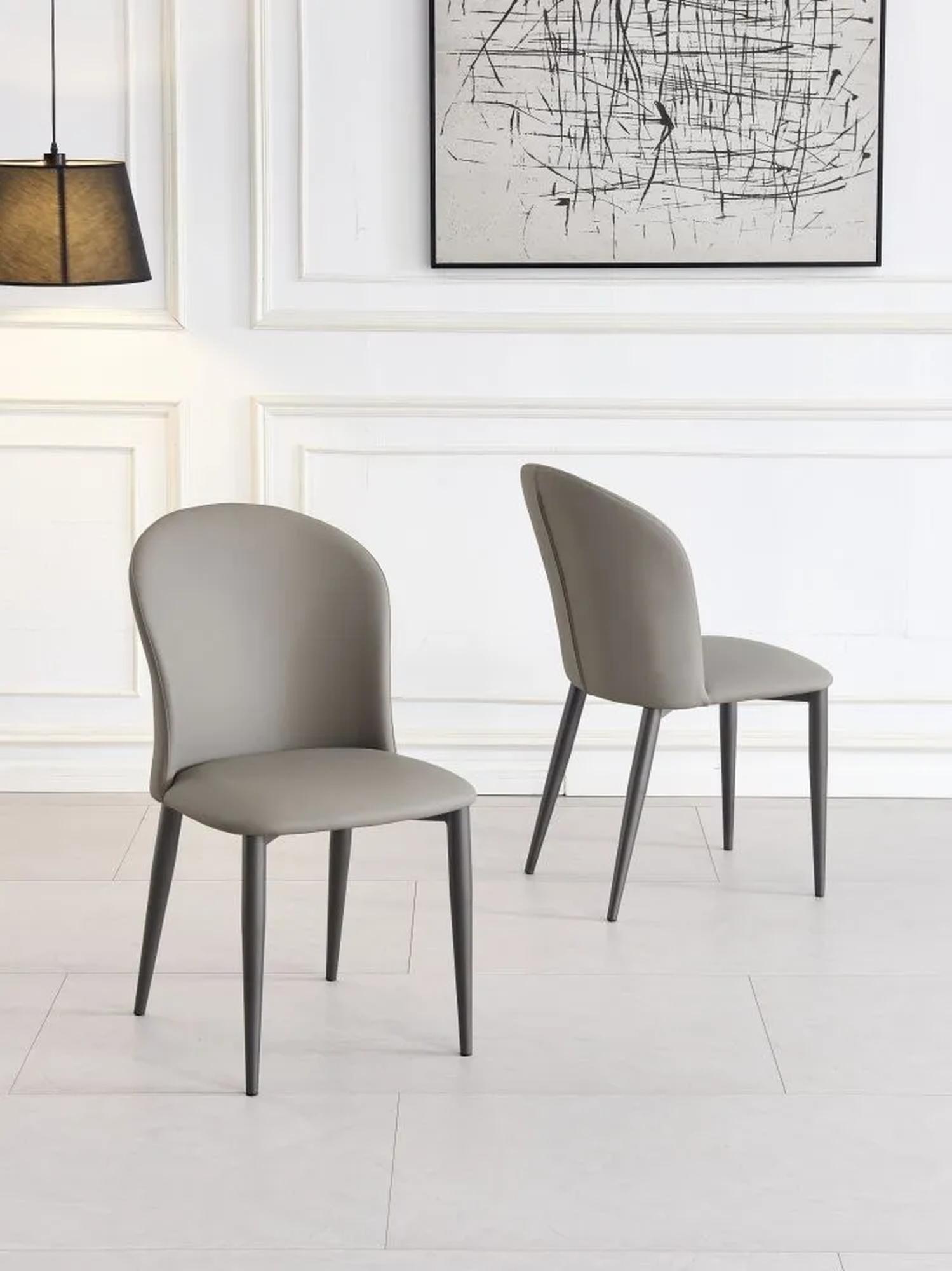 Product photograph of Nancy Grey Faux Leather High Back Dining Chair With Bronze Legs from Choice Furniture Superstore.