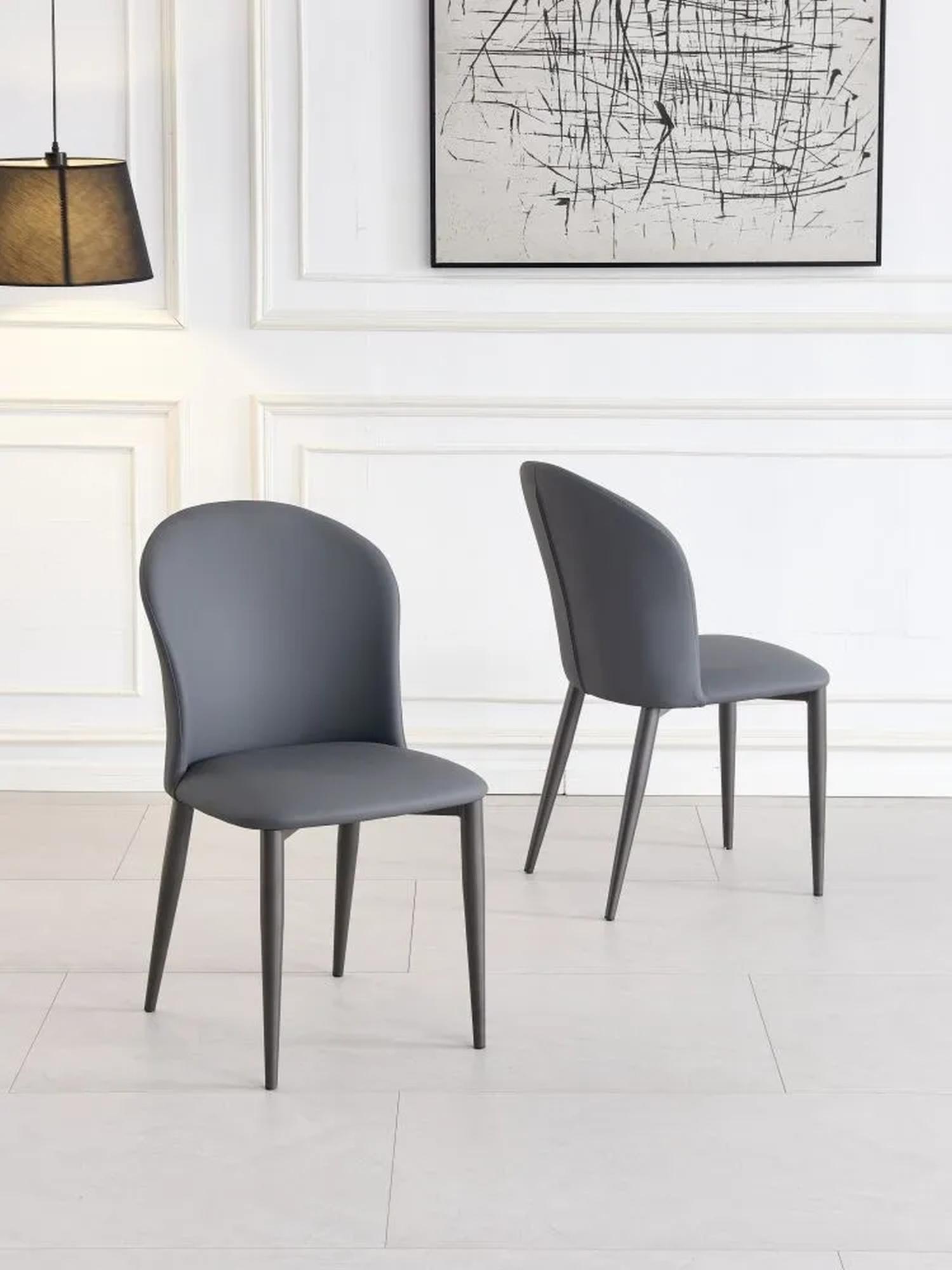 Product photograph of Nancy Dark Grey Faux Leather High Back Dining Chair With Bronze Legs from Choice Furniture Superstore.