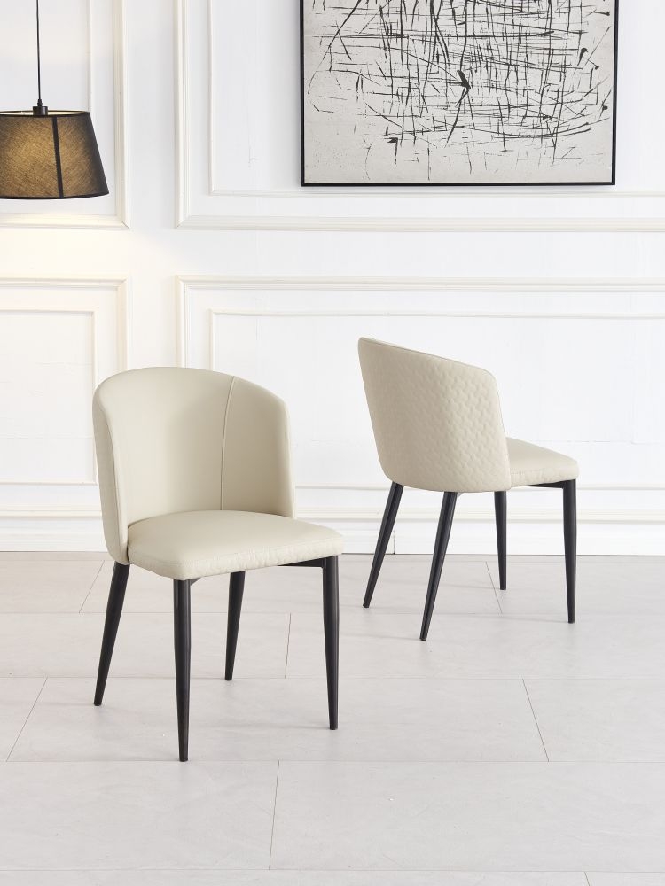 Product photograph of Deco Cream Faux Leather High Back Dining Chair With Black Legs from Choice Furniture Superstore.