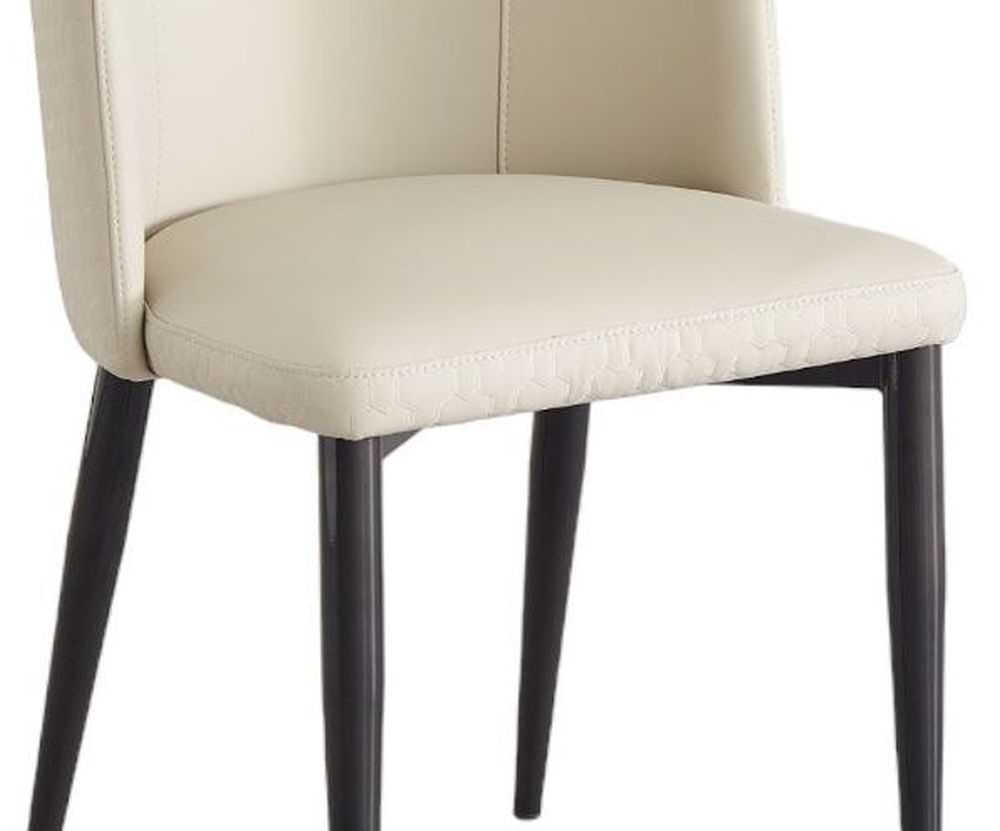 Product photograph of Deco Cream Faux Leather High Back Dining Chair With Black Legs from Choice Furniture Superstore.