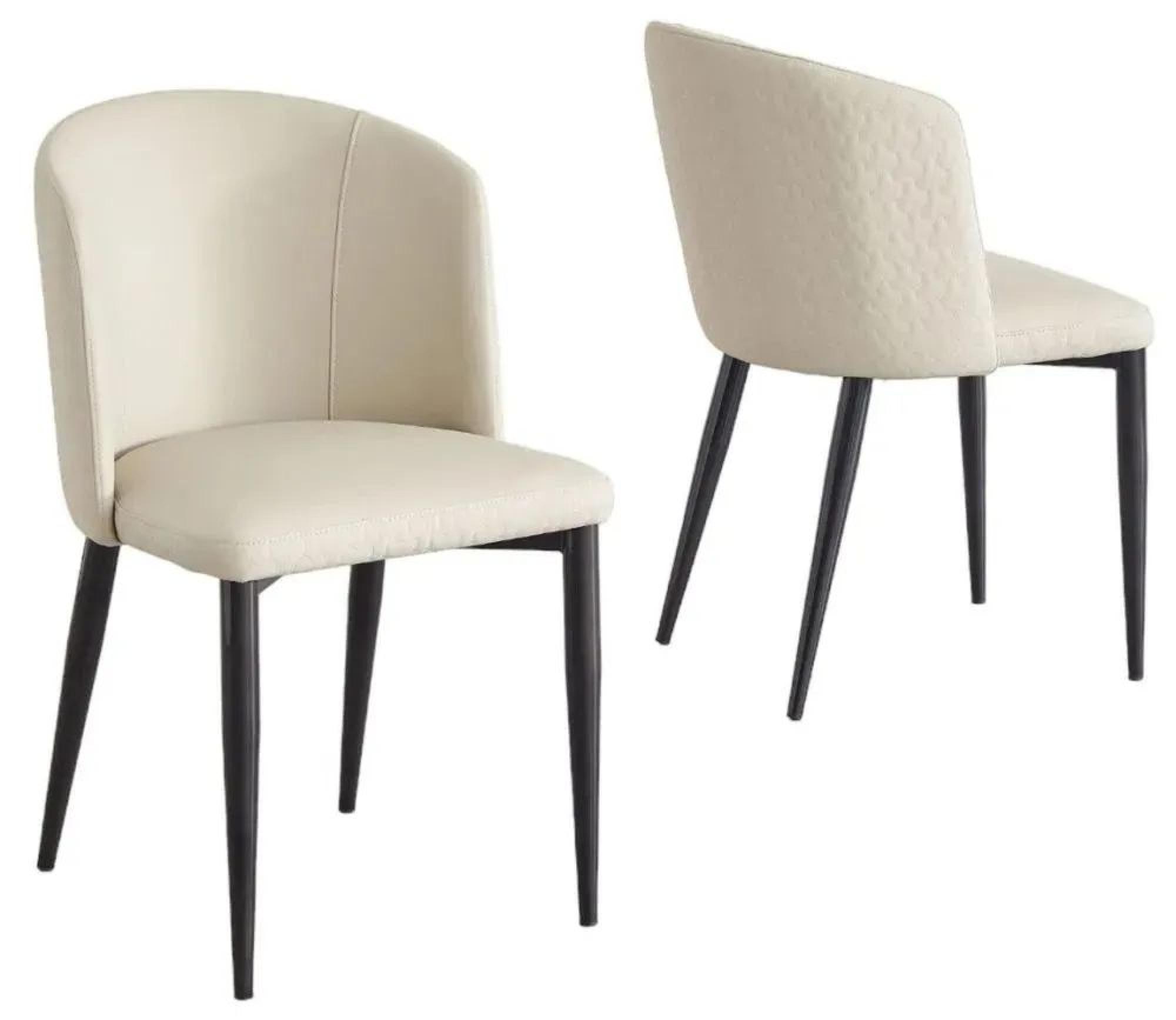 Product photograph of Deco Cream Leather Dining Chair With Black Legs from Choice Furniture Superstore.