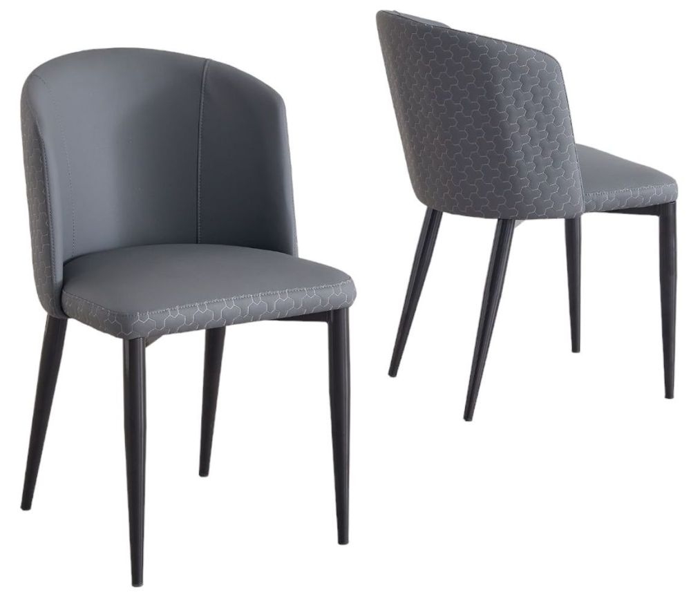 Product photograph of Deco Dark Grey Faux Leather High Back Dining Chair With Black Legs from Choice Furniture Superstore.