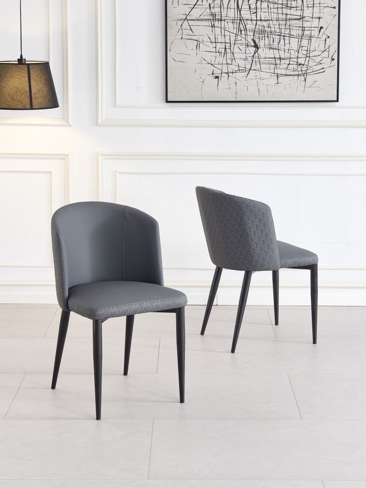 Product photograph of Deco Dark Grey Faux Leather High Back Dining Chair With Black Legs from Choice Furniture Superstore.