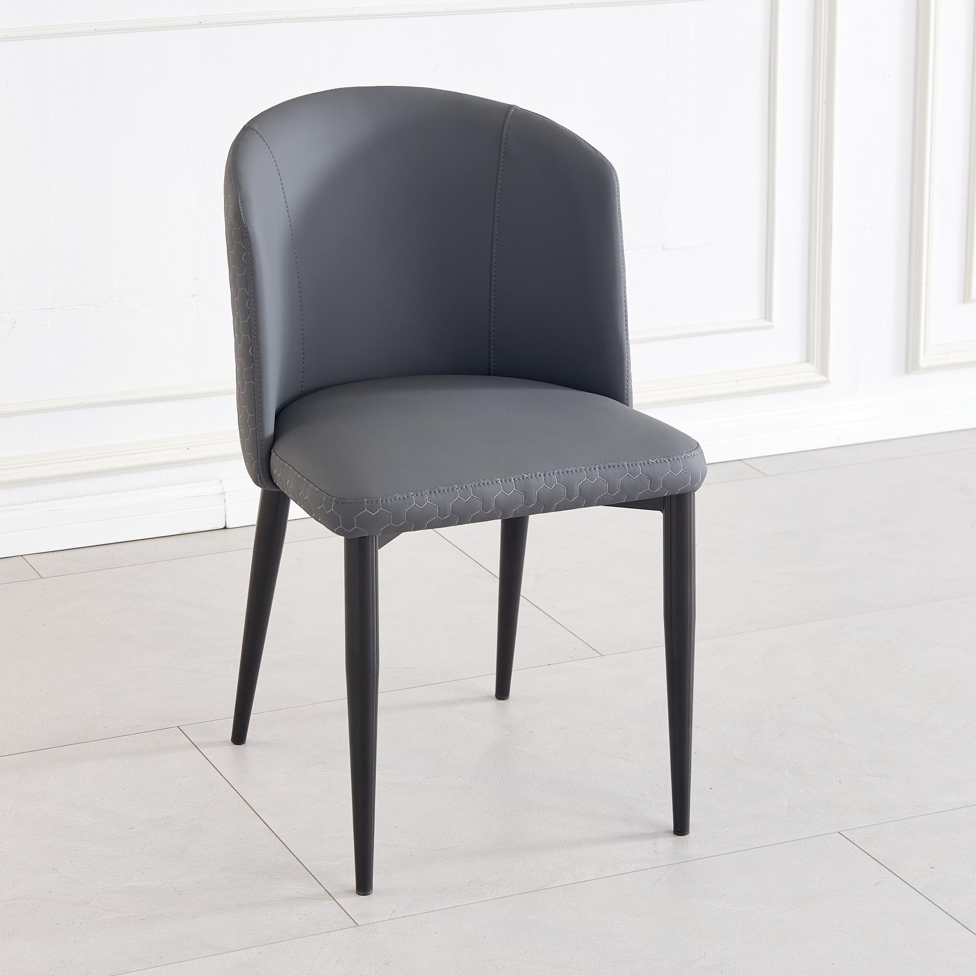Product photograph of Clearance - Deco Dark Grey Leather Dining Chair With Black Legs from Choice Furniture Superstore.