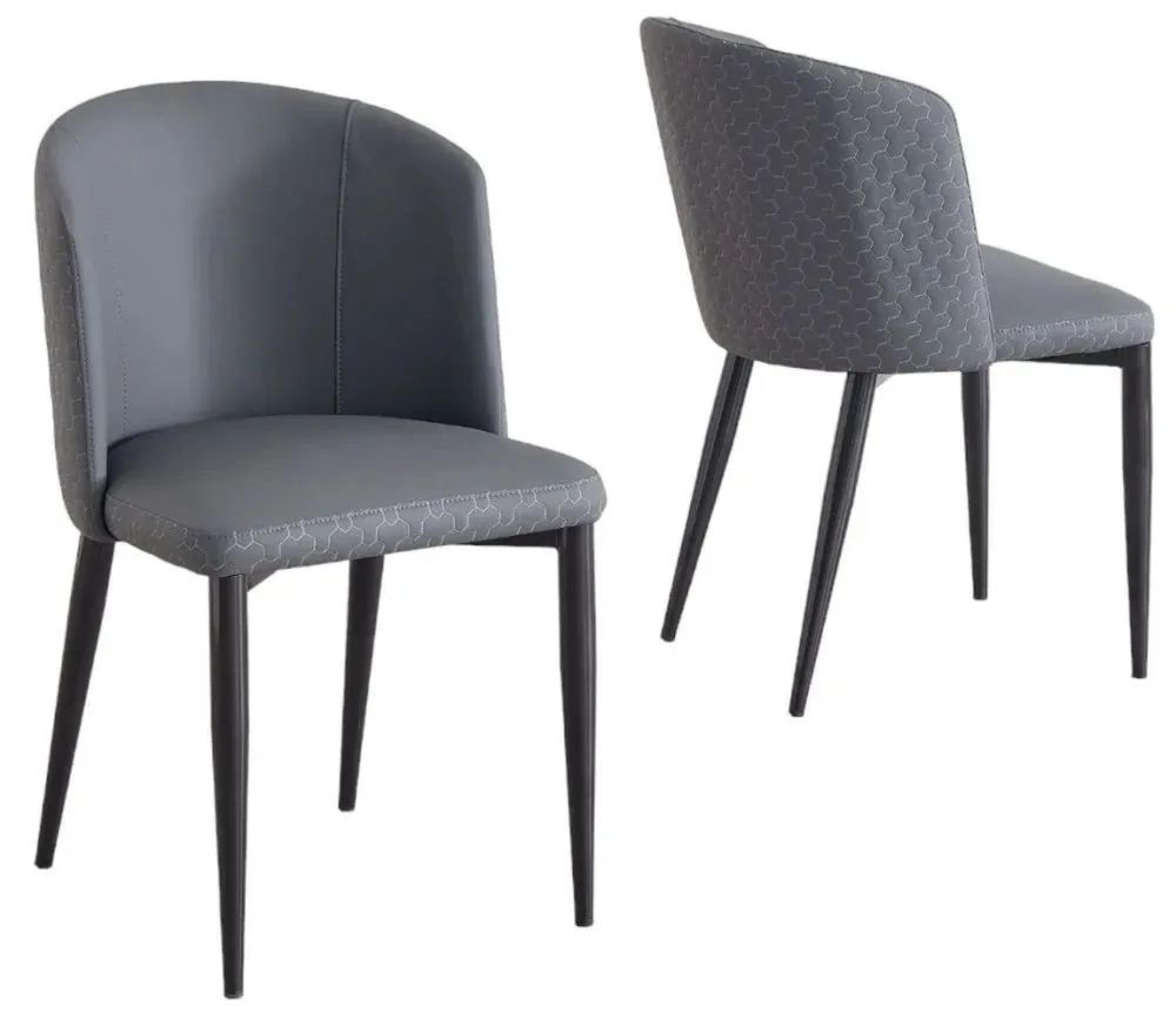 Product photograph of Clearance - Deco Dark Grey Leather Dining Chair With Black Legs from Choice Furniture Superstore.