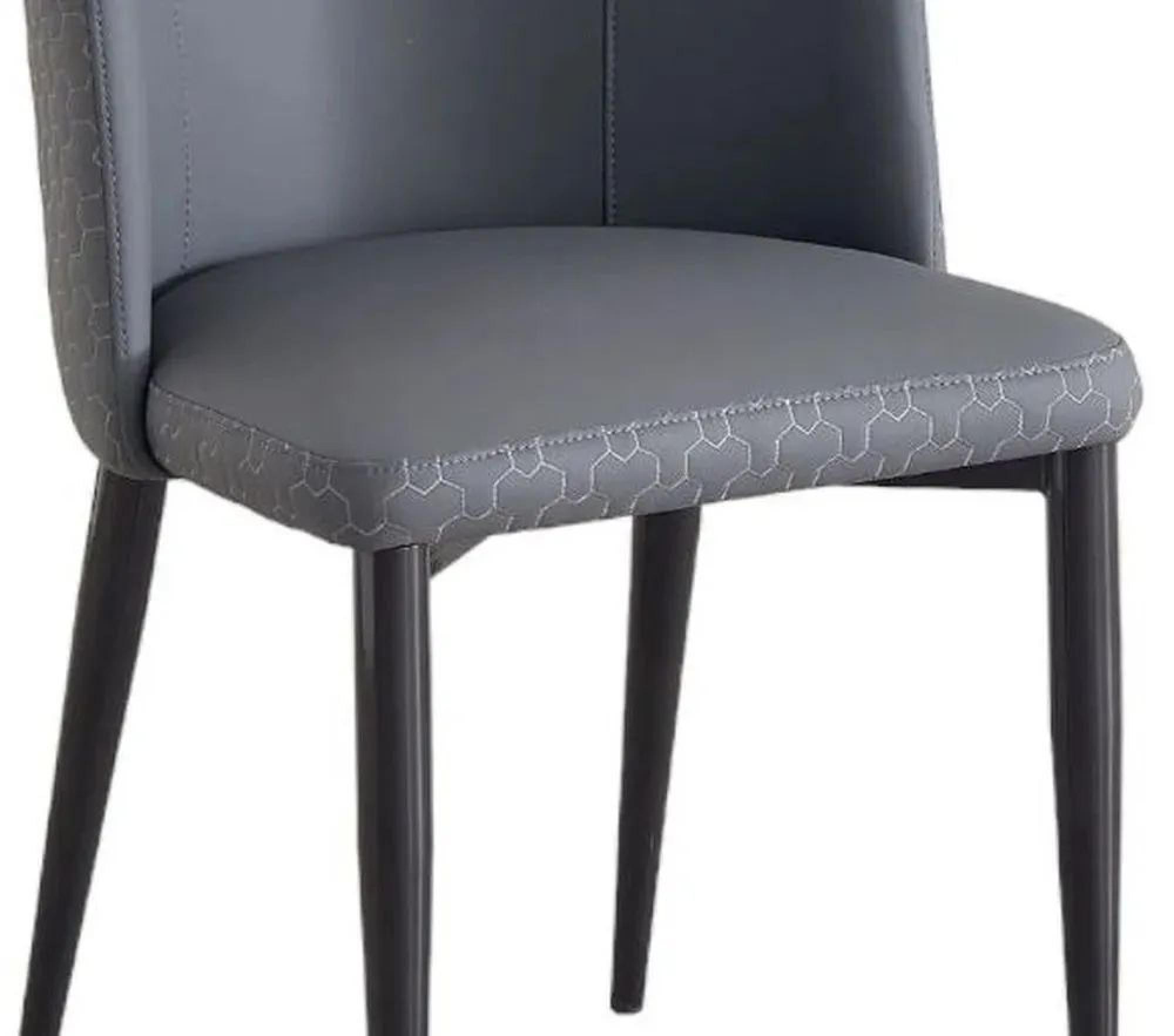 Product photograph of Clearance - Deco Dark Grey Leather Dining Chair With Black Legs from Choice Furniture Superstore.