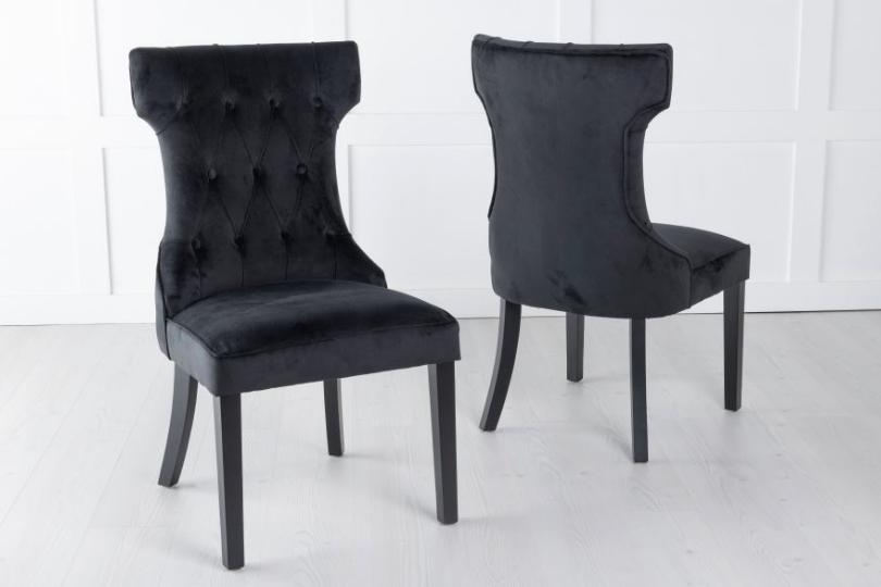 Product photograph of Set Of 4 Courtney Black Velvet Fabric Large High Back Dining Chair With Black Legs from Choice Furniture Superstore.