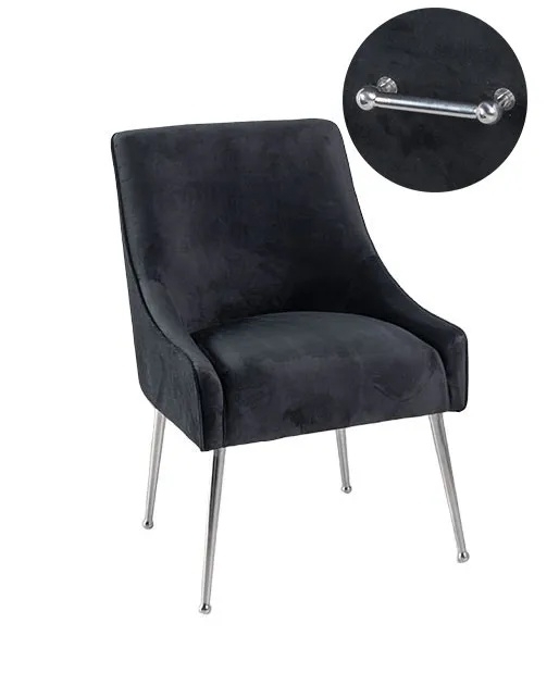 Product photograph of Set Of 4 Giovanni Black Velvet Fabric Dining Chair With Back Handle And Chrome Legs from Choice Furniture Superstore.