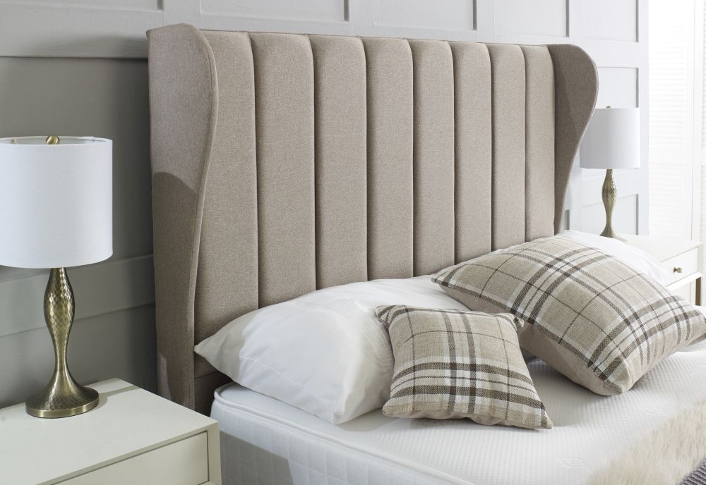 Product photograph of Hyder Lexi Beige Fabric Bed from Choice Furniture Superstore.