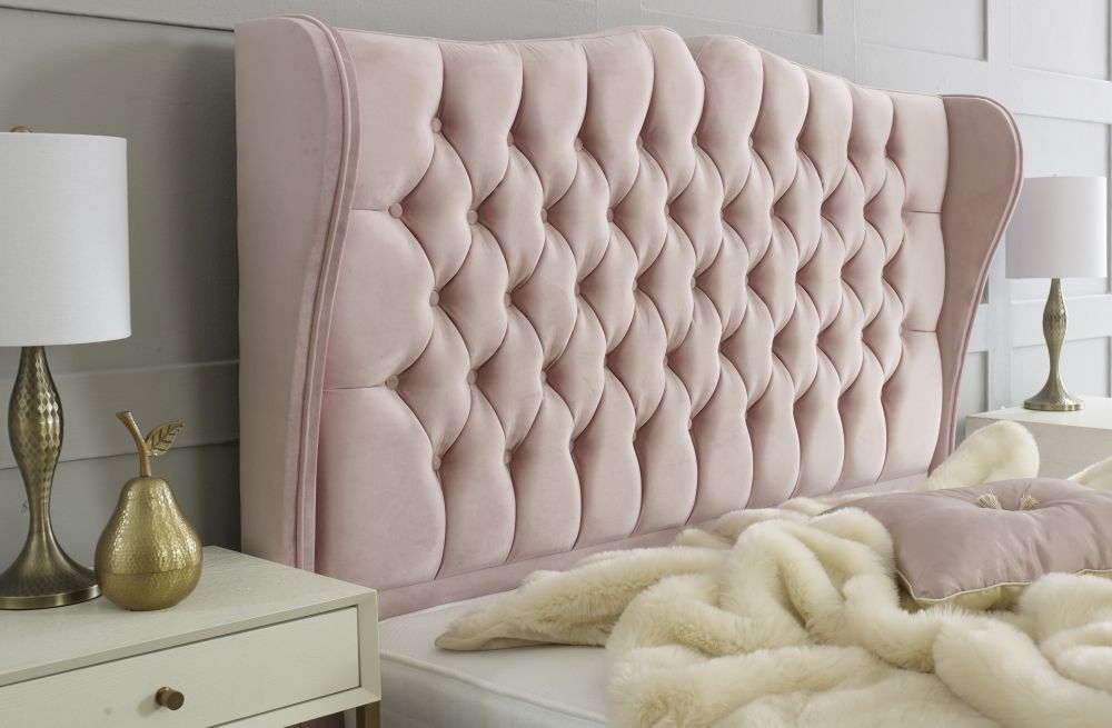 Product photograph of Hyder Rosie Pink Fabric Bed from Choice Furniture Superstore.