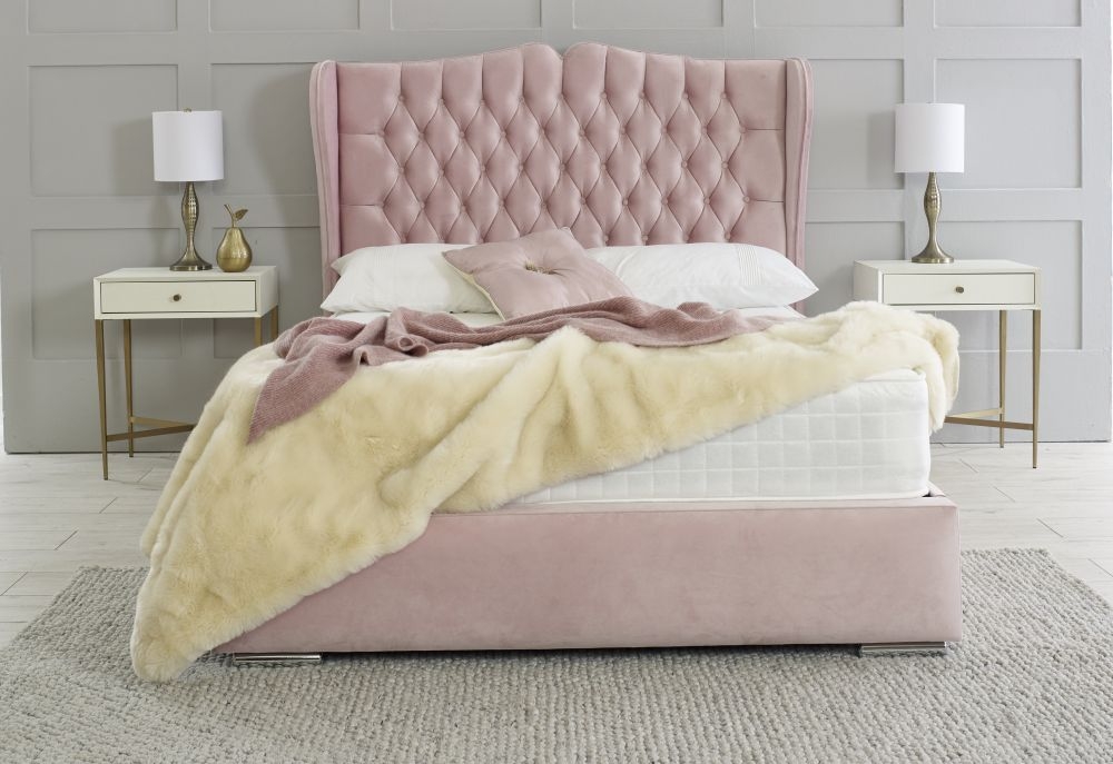 Product photograph of Hyder Rosie Pink Fabric Bed from Choice Furniture Superstore.