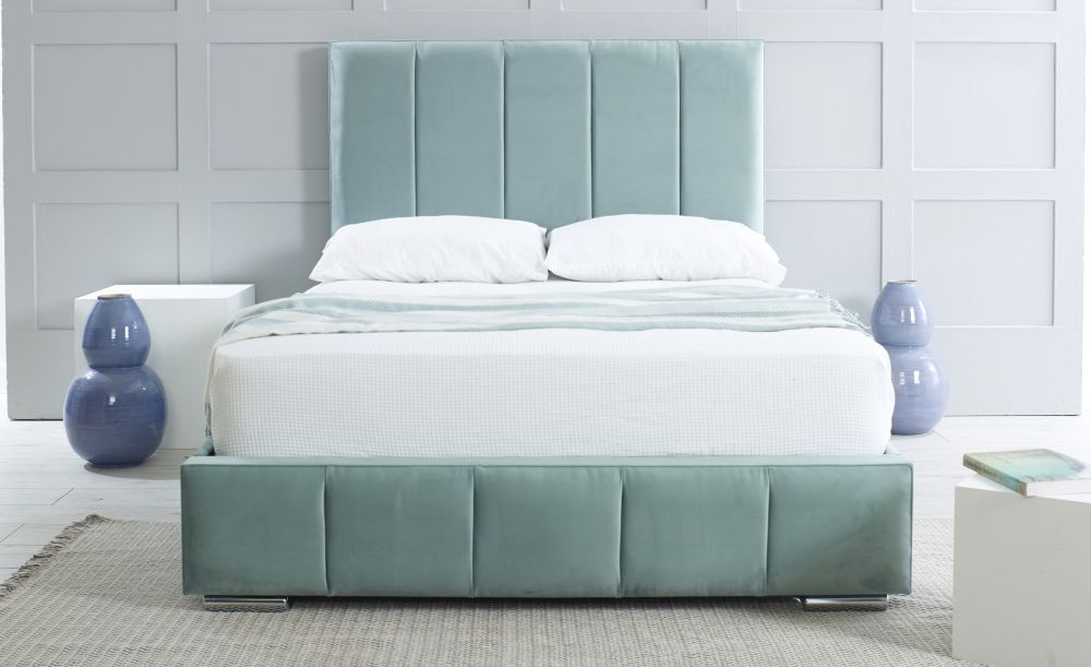 Product photograph of Hyder Polly Green Fabric Bed from Choice Furniture Superstore.