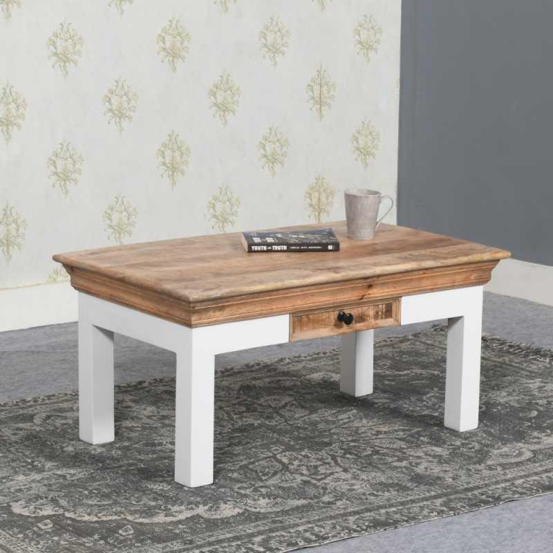 Product photograph of Coastal White And Wood Storage Coffee Table from Choice Furniture Superstore.