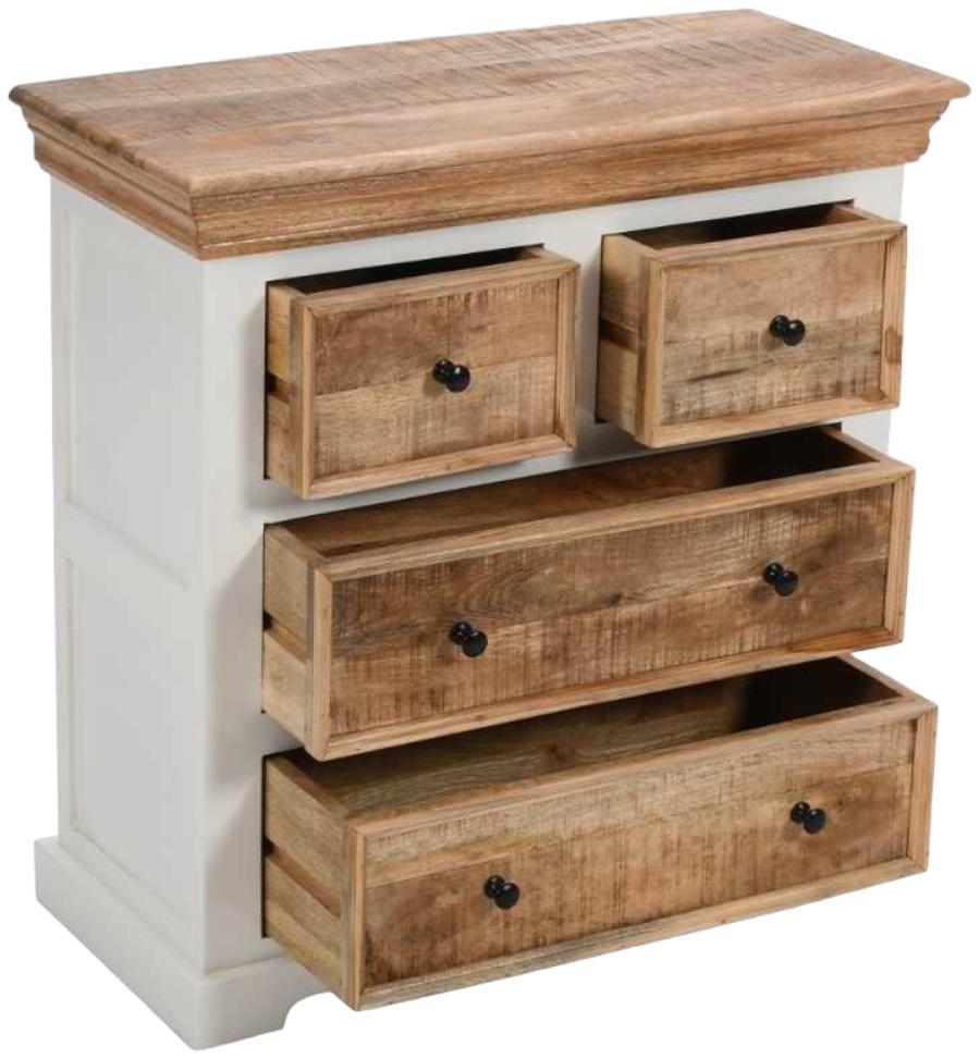 Product photograph of Coastal White And Wood 4 Drawer Chest from Choice Furniture Superstore.