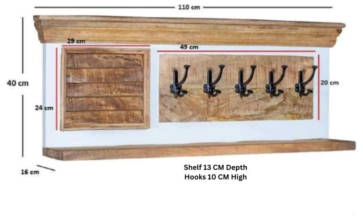 Product photograph of Coastal White And Wood Wall Coat Hook Hanger from Choice Furniture Superstore.