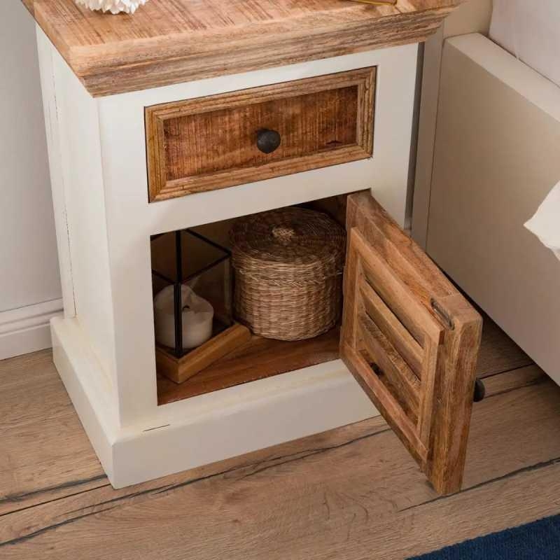 Product photograph of Alfie Brown Mango Wood 1 Drawer Bedside Cabinet from Choice Furniture Superstore.