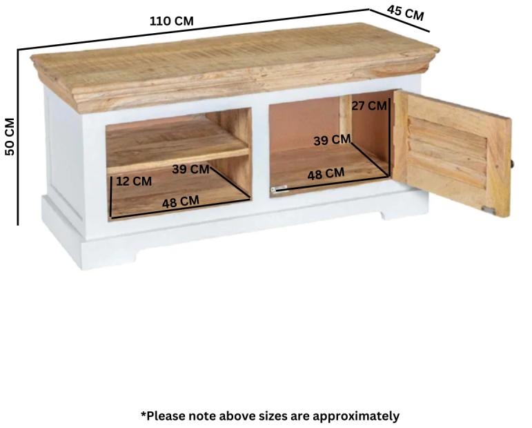 Product photograph of Coastal White And Wood 110cm Tv Cabinet from Choice Furniture Superstore.