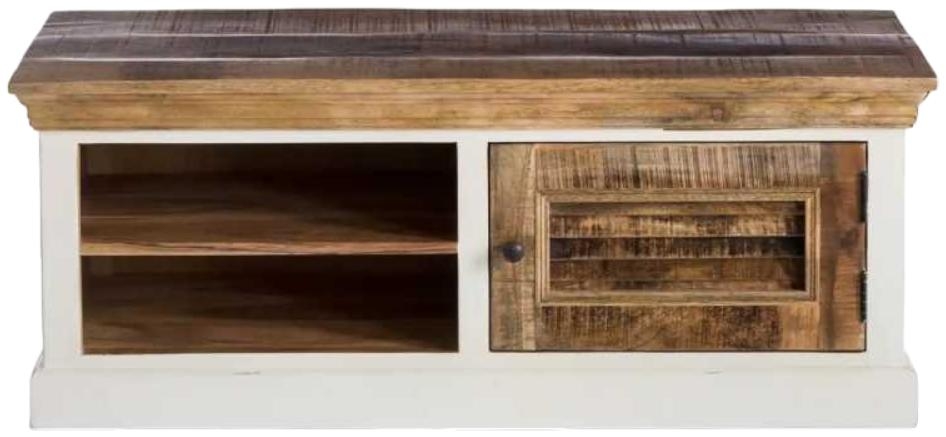Product photograph of Alfie Brown Mango Wood Tv Cabinet Bench Shoe Rack from Choice Furniture Superstore.