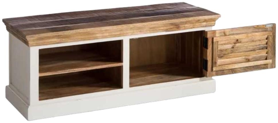 Product photograph of Alfie Brown Mango Wood Tv Cabinet Bench Shoe Rack from Choice Furniture Superstore.